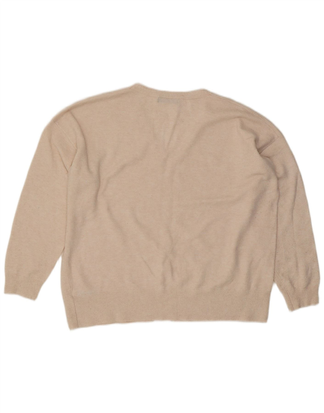 Marks & Spencer Damski sweter oversize z dekoltem w kształcie litery V, UK 16, duży beżowy