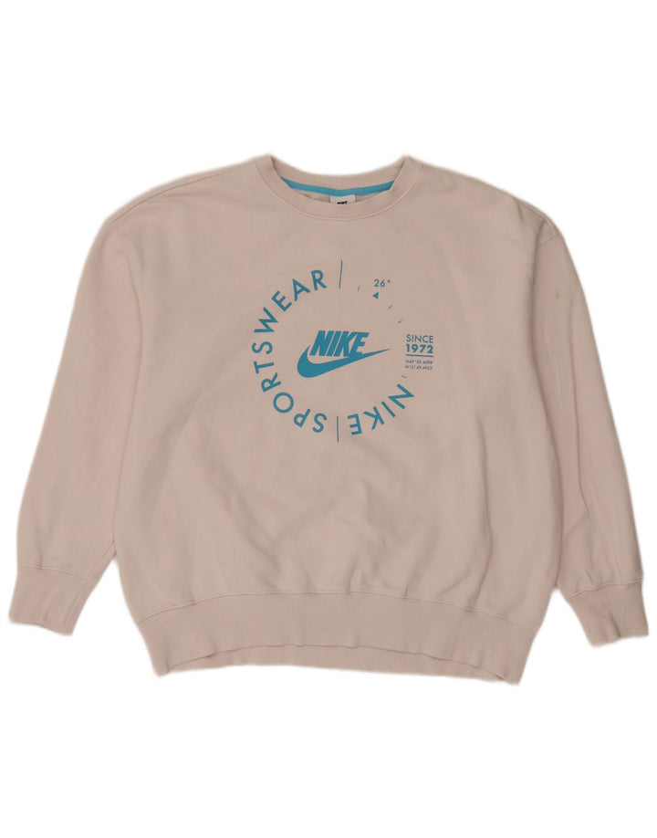 Damska bluza dresowa Nike Graphic Oversize UK 14, średnia biała bawełna