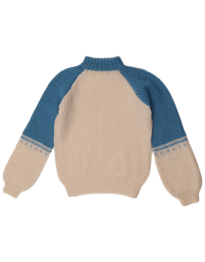 Sweter damski w stylu vintage z golfem UK 12 w kolorze średniej bieli