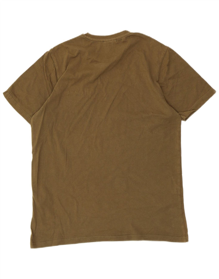 ELLESSE Mens Graphic T-Shirt Top Large Khaki Cotton