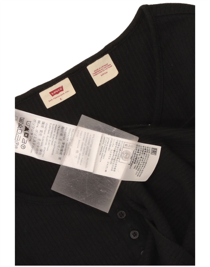 Damski krótki top Levi's z długim rękawem, UK 10, mały, czarny, bawełniany