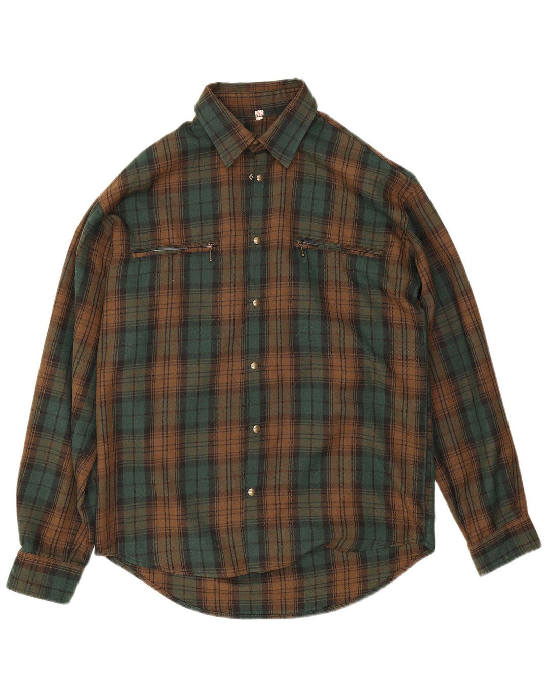 Vintage męska koszula flanelowa w średnią zieloną kratkę