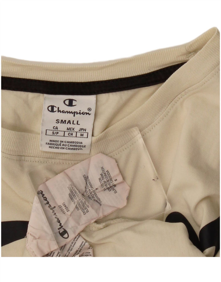 Damska koszulka CHAMPION Crop Oversize z grafiką Top UK 10 Small Beige