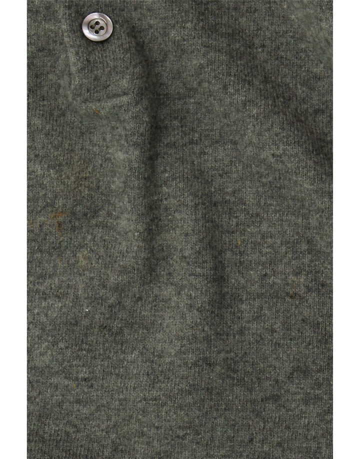 Męski sweter polo Benetton, mały, zielony, z dziewiczej wełny