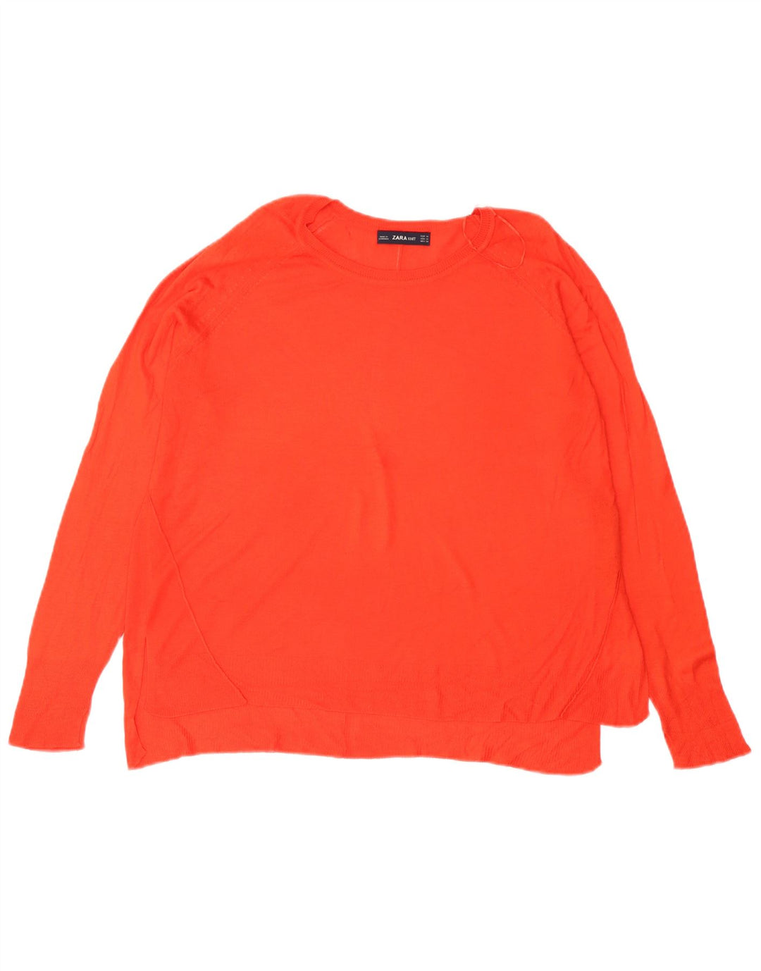 Damski sweter oversize Zara z dekoltem w łódkę UK 14 Średni pomarańczowy wiskoza