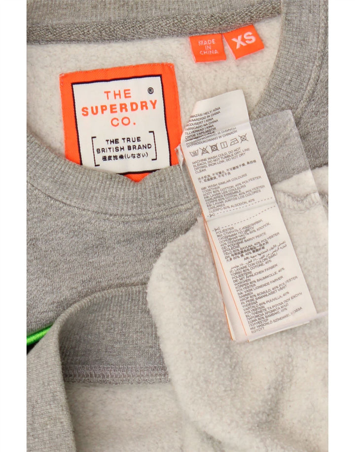 SUPERDRY Męska bluza z grafiką o luźnym kroju, sweter XS, szara, nakrapiana bawełna