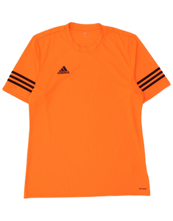 Adidas Męska koszulka Climalite Top z poliestru w duże pomarańczowe paski