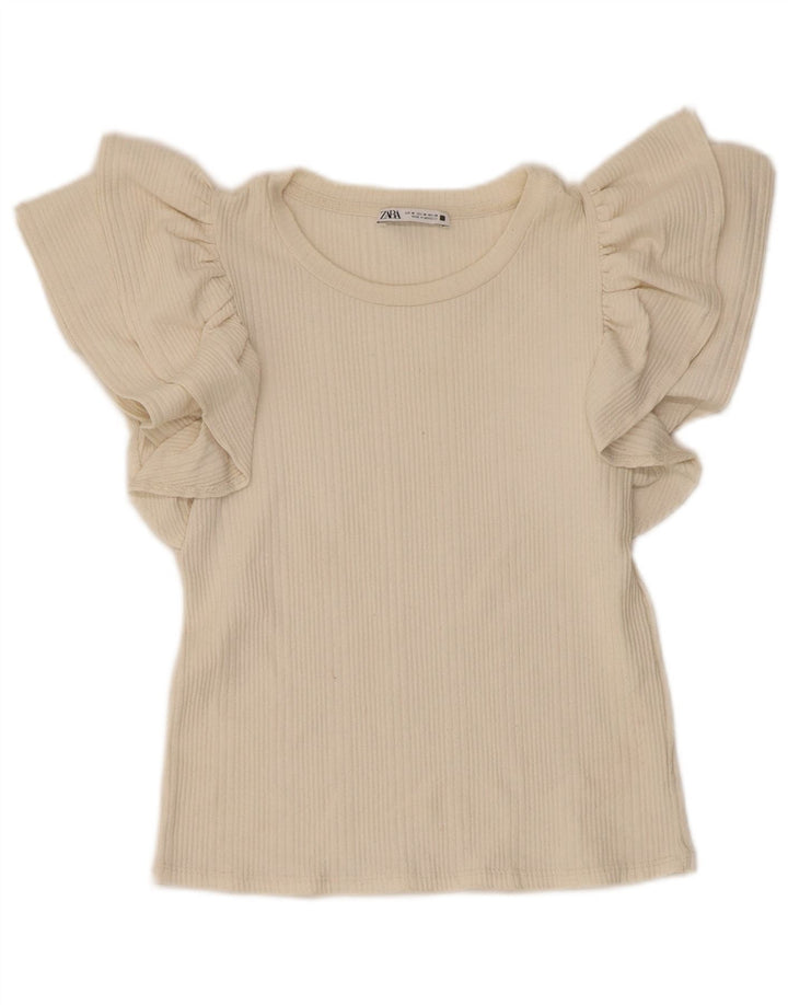 Damska bluzka Zara Crop Top UK 12 średni beż