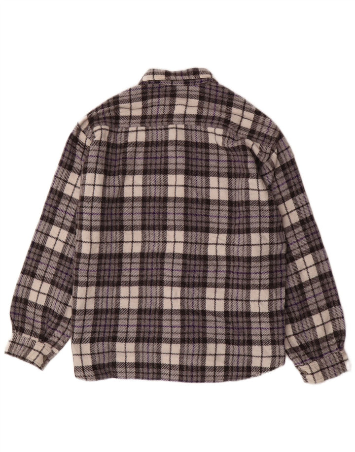 MAZZONETTO Męska koszula flanelowa w małą szarą kratę wełnianą