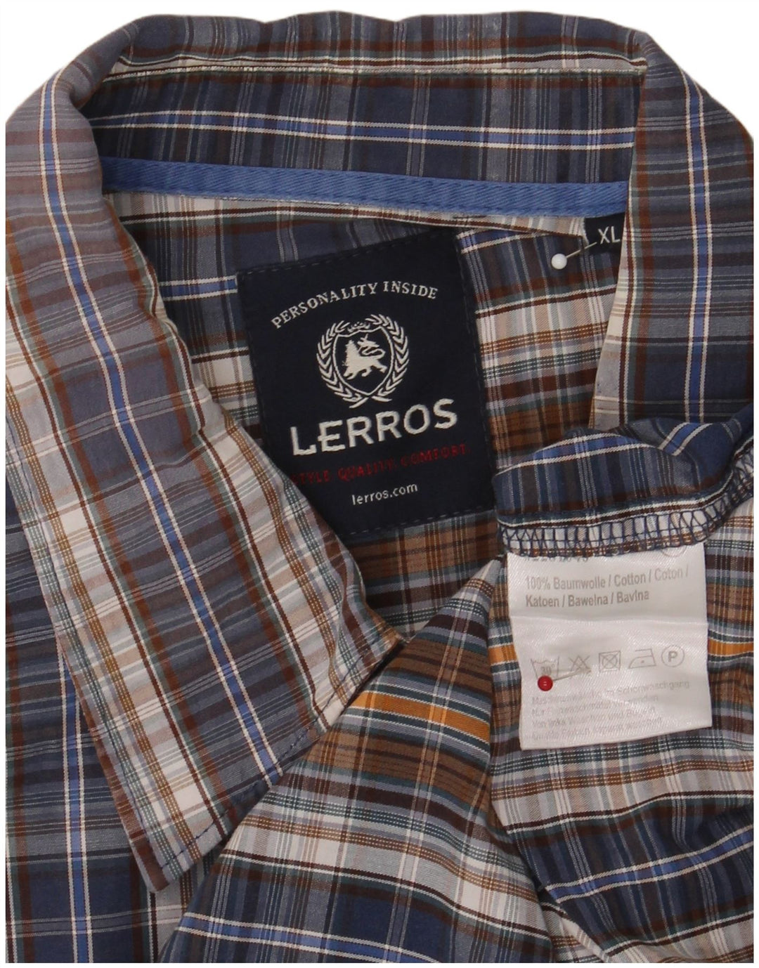 Lerros Męska koszula flanelowa XL w wielokolorową kratę, bawełniana