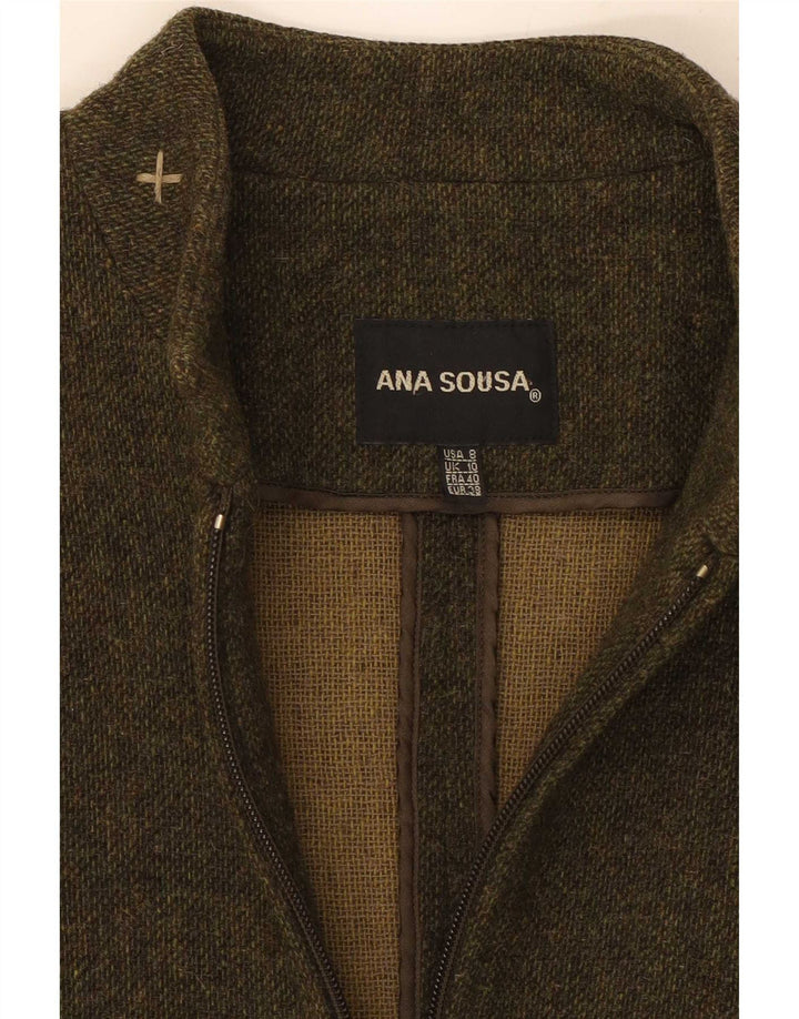 Płaszcz damski Anna Sousa z zamkiem błyskawicznym UK 10, mała wełna khaki