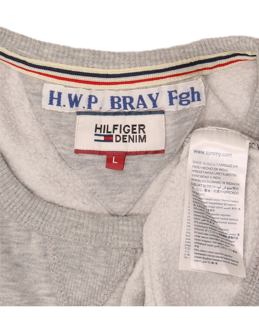 Męska bluza z grafiką Tommy Hilfiger, duża, szara, bawełniana