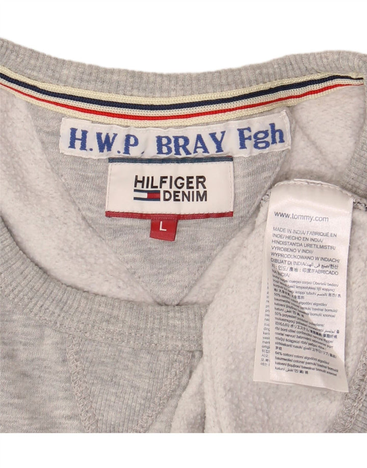 Męska bluza z grafiką Tommy Hilfiger, duża, szara, bawełniana