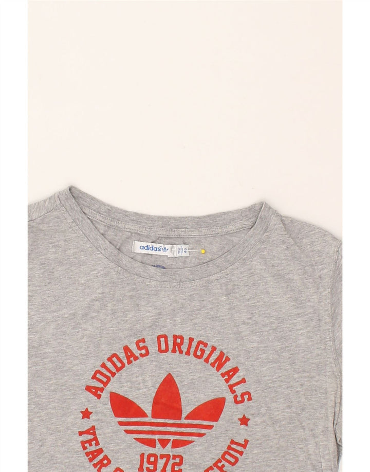 ADIDAS Womens Graphic T-Shirt Top IT 42 Small Grey Cotton | Vintage Adidas | Thrift | Second-Hand Adidas | Used Clothing | Messina Hembry 