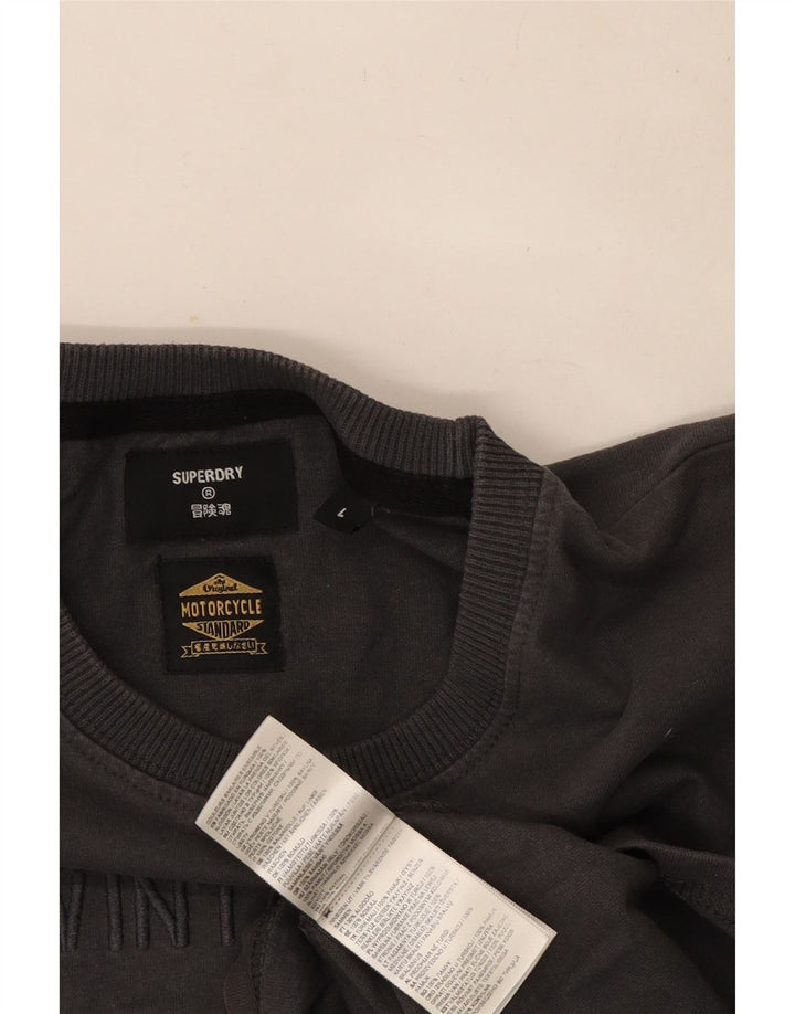 Męski standardowy T-shirt Superdry z grafiką, duży, szary, bawełniany