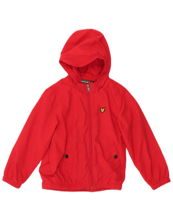Chłopięca kurtka wiatrówka z kapturem Lyle & Scott 5-6 lat, czerwona, bawełniana