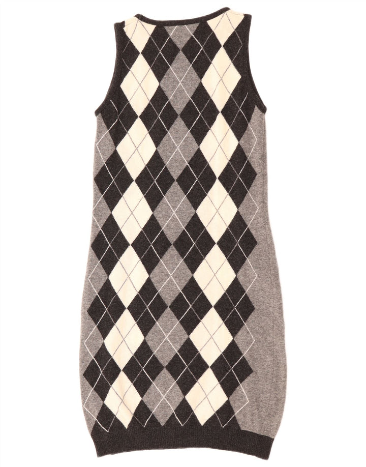 Damska sukienka bez rękawów BENETTON UK 12 Średni szary Argyle/Diament