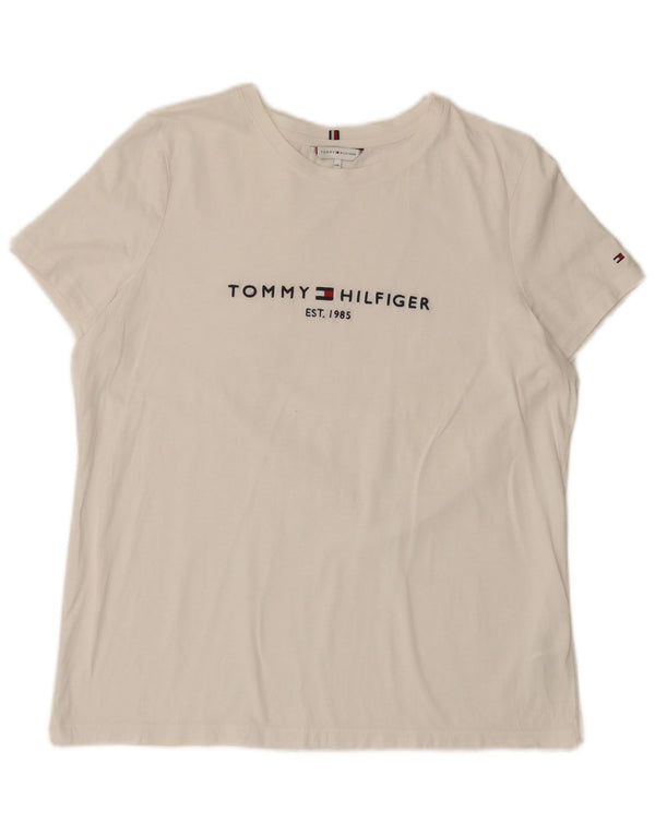 Damska koszulka graficzna Tommy Hilfiger Top UK 20 2XL Biała bawełna