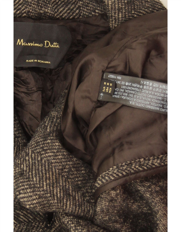 Damska marynarka zapinana na 1 guzik Massimo Dutti UK 14, średnioszara, w jodełkę