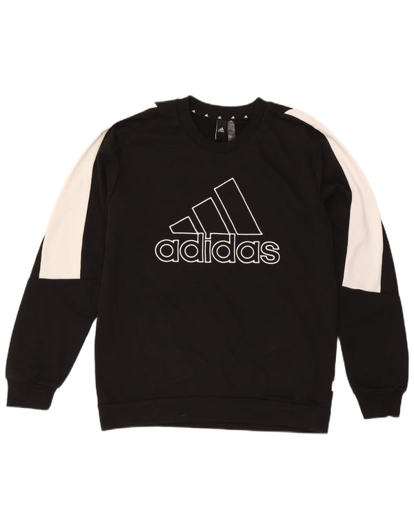 Męska bluza Adidas z grafiką, średnia czarna, bawełniana z blokami kolorów