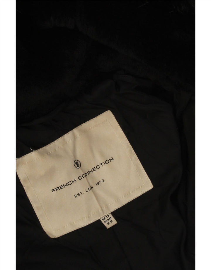 Damski płaszcz z kapturem i kapturem French Connection UK 12, średni czarny poliester