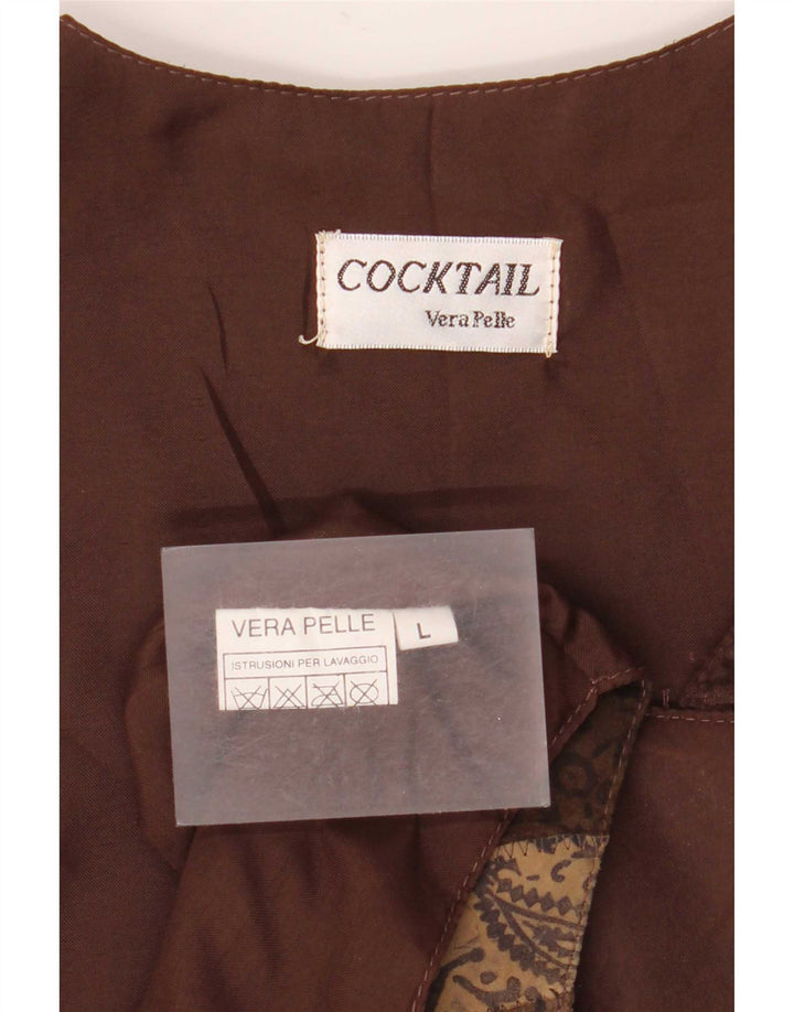 Vintage męska kamizelka duża brązowa skóra Paisley