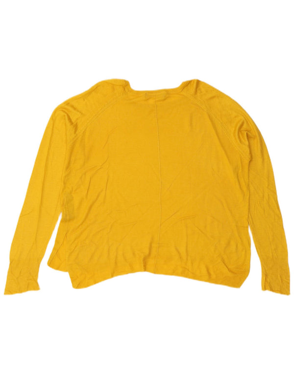 Damski sweter Zara z dekoltem w łódkę UK 16, duży, żółty, wiskoza