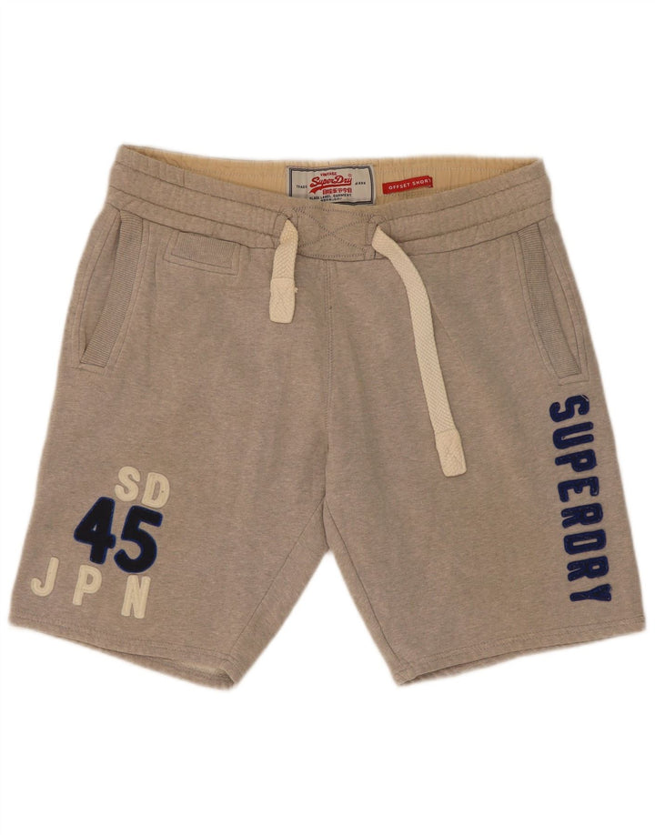Męskie spodenki sportowe Superdry z grafiką, średnioszare, bawełniane w cętki