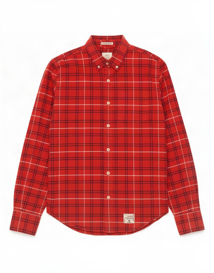Męska koszula flanelowa Superdry, duża, bawełniana w czerwoną kratę