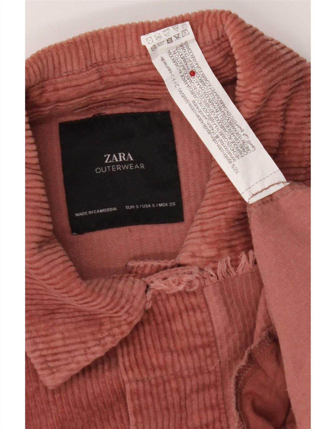 Damska oversize'owa kurtka sztruksowa Zara UK 10 Small Pink Cotton