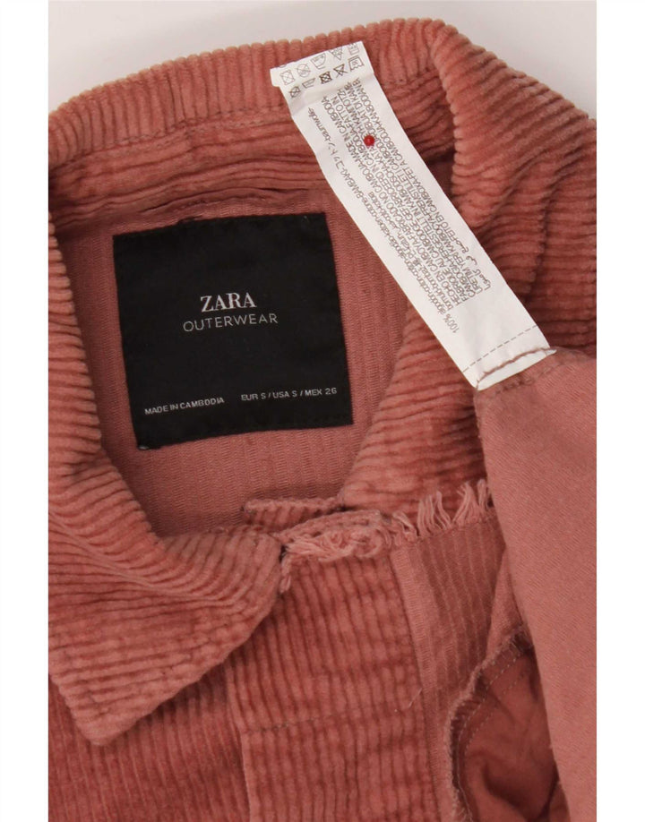 Damska oversize'owa kurtka sztruksowa Zara UK 10 Small Pink Cotton