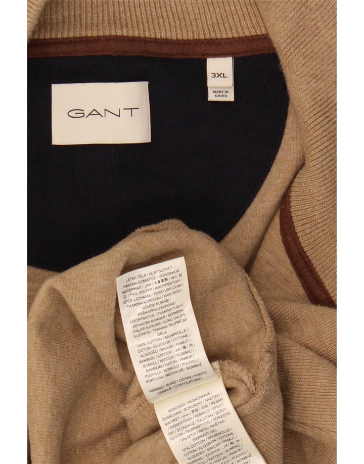 Męski sweter z zamkiem błyskawicznym Gant 3XL, beżowa, bawełniana