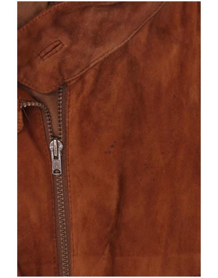 Męska kurtka bomberka w stylu vintage, zamszowa IT 52 XL, brązowa skóra