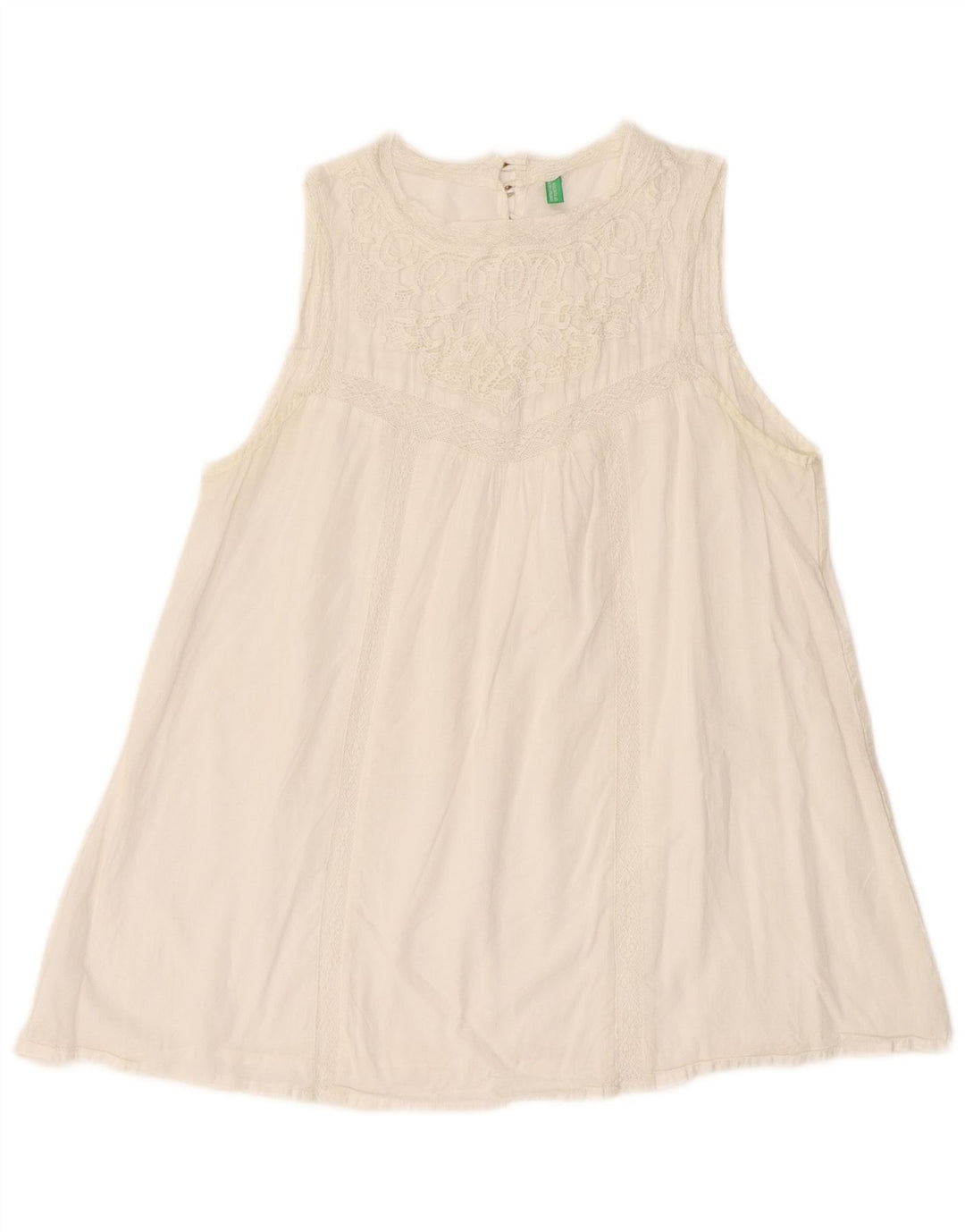 BENETTON Womens Sleeveless Blouse Top UK 14 Medium White