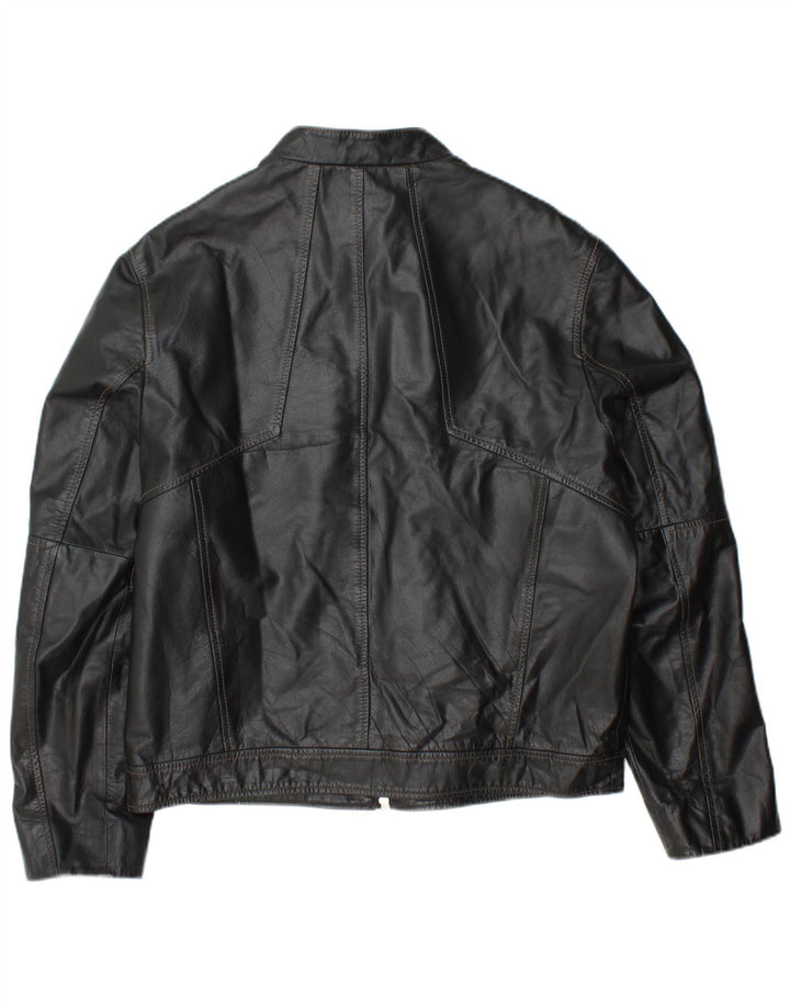 DAVID MAYER Męska kurtka skórzana UK 38, średnia czarna skóra