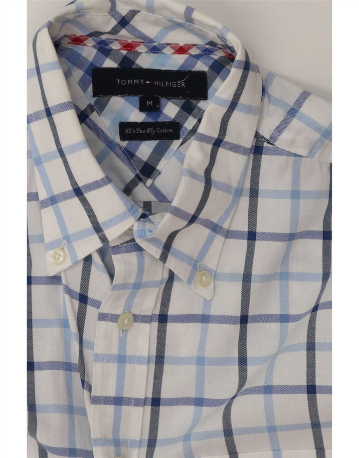 Męska koszula z krótkim rękawem Tommy Hilfiger, bawełniana w średnią białą kratkę
