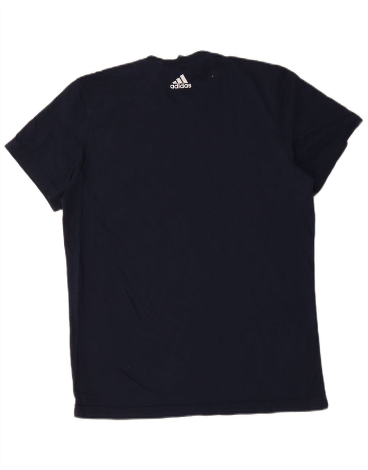 Męska koszulka z grafiką Adidas, średnia, granatowa, bawełniana