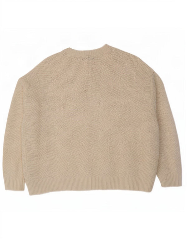 Marks & Spencer Damski sweter z dekoltem w łódkę, UK 16, duży, biały Chevron