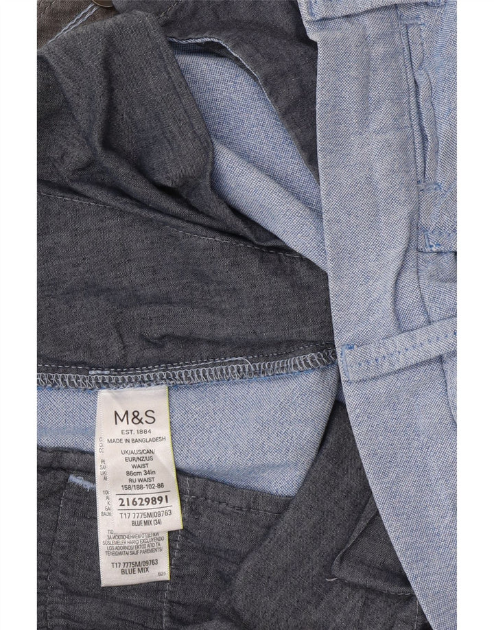 Męskie spodenki Chino Marks & Spencer W34, duże, niebieskie, bawełniane