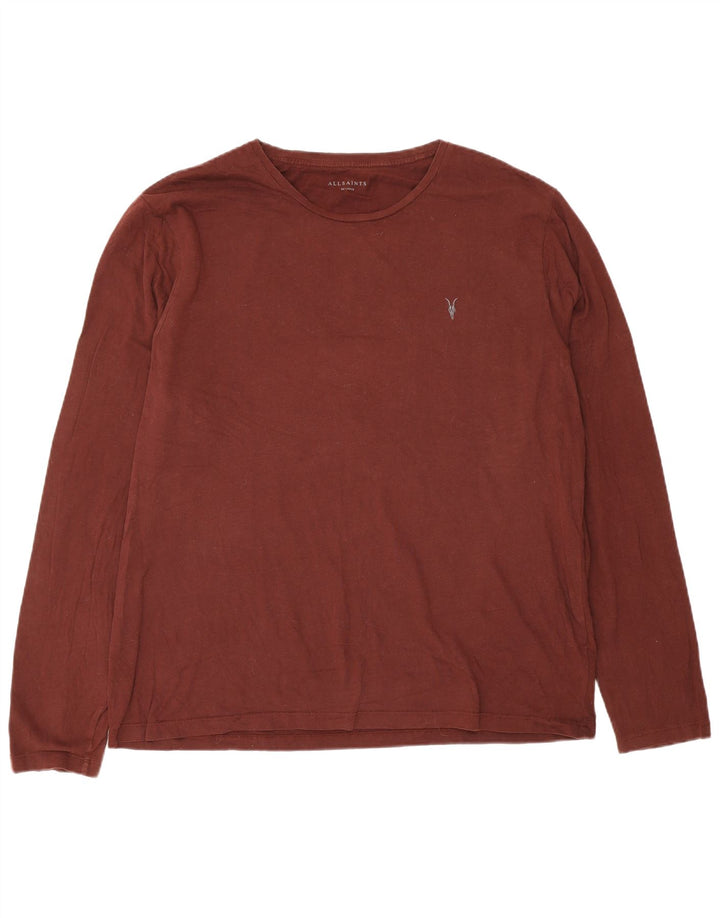 Męski top All Saints z długim rękawem 2XL, brązowa, bawełniana