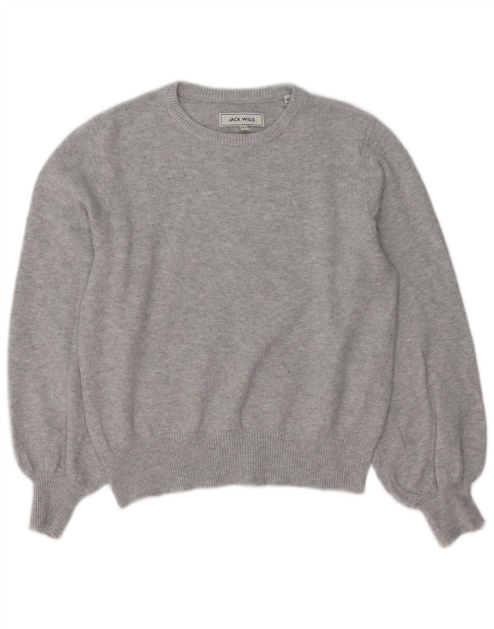 JACK WILLS Damski sweter oversize z okrągłym dekoltem, UK 8, mały, szary