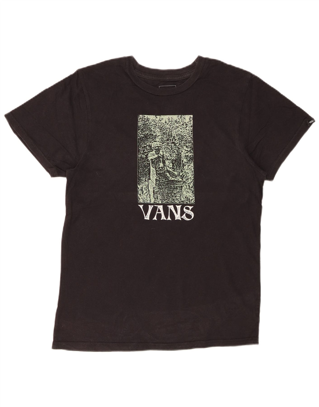 Męski T-shirt z grafiką VANS o dopasowanym kroju, mały, czarny, bawełniany