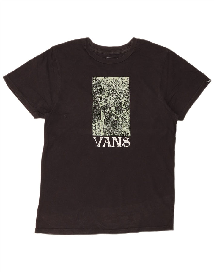 Męski T-shirt z grafiką VANS o dopasowanym kroju, mały, czarny, bawełniany