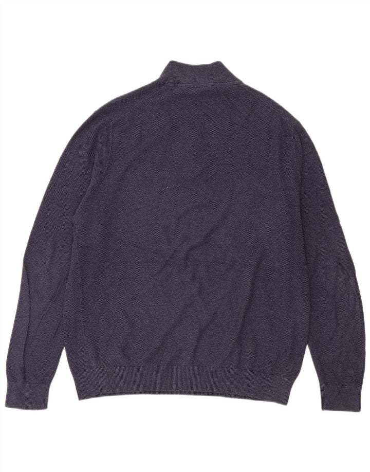 Lyle & Scott Męski sweter z zamkiem błyskawicznym, duży, granatowy, bawełniany