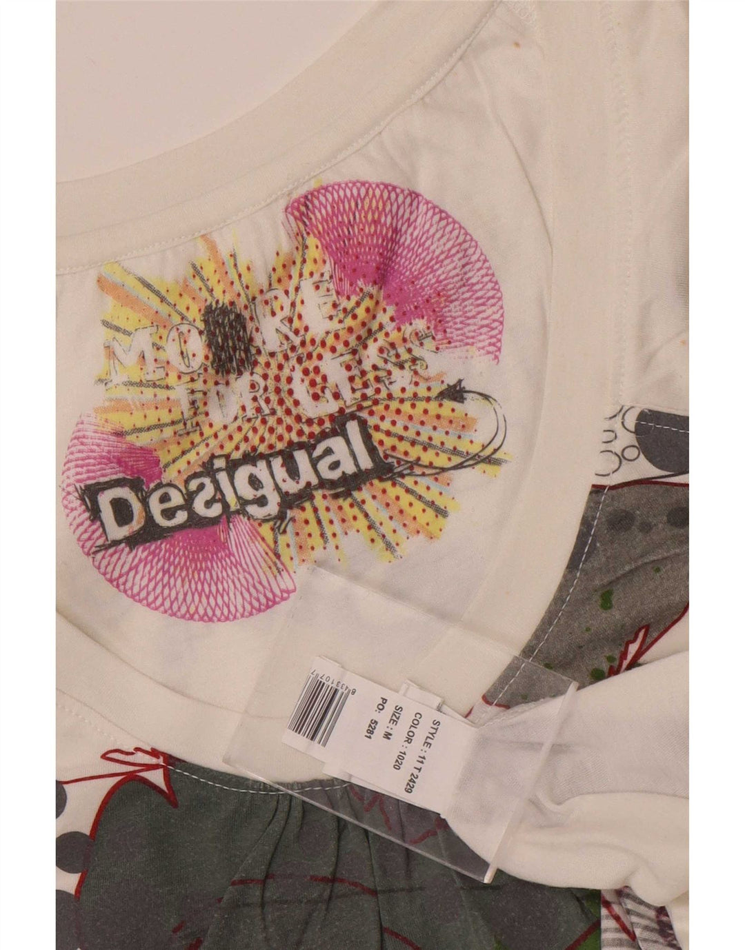 Damska koszulka z grafiką Desigual Top UK 12 Średni biały poliester