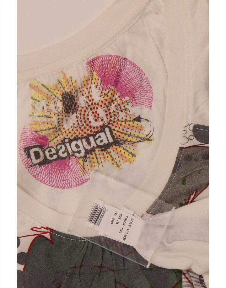 Damska koszulka z grafiką Desigual Top UK 12 Średni biały poliester