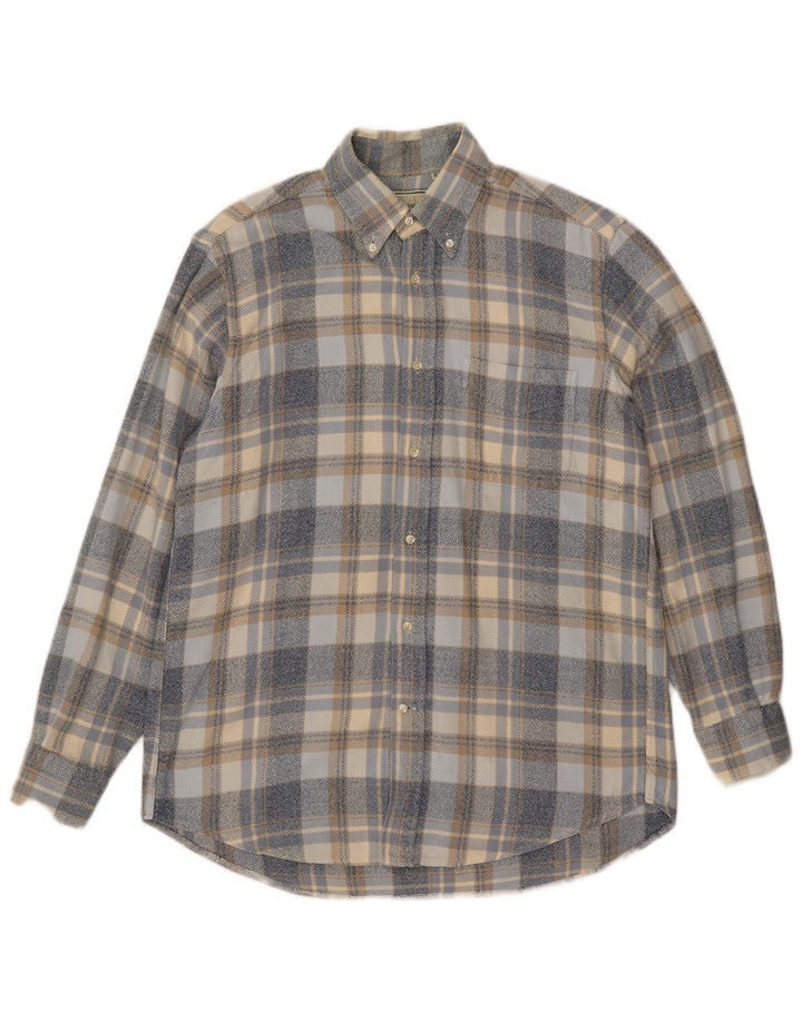 Męska koszula flanelowa Norton & Wilson, rozmiar 40 15 3/4, średnia niebieska kratka
