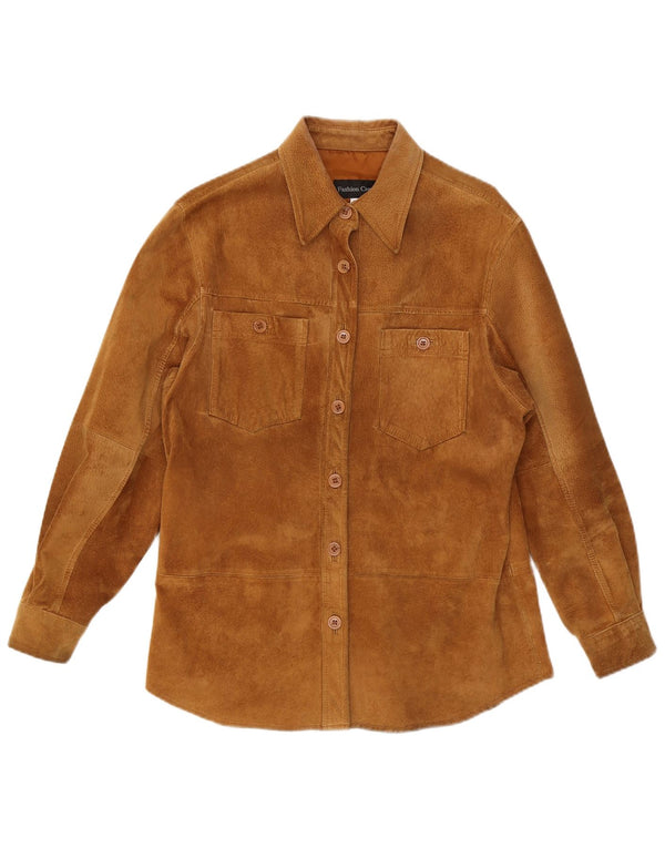 Zamszowa koszula damska VINTAGE UK 12, średnia beżowa skóra