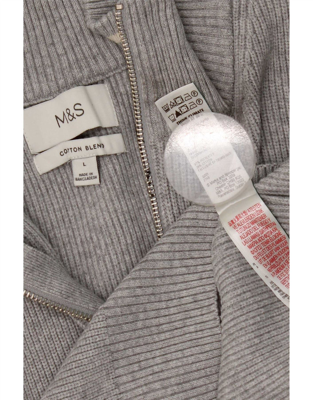 Męski sweter Marks & Spencer o regularnym kroju, zapinany na zamek, duży, szary