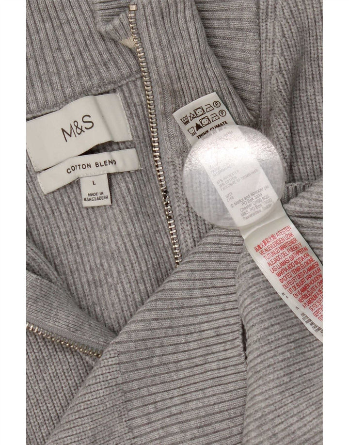 Męski sweter Marks & Spencer o regularnym kroju, zapinany na zamek, duży, szary